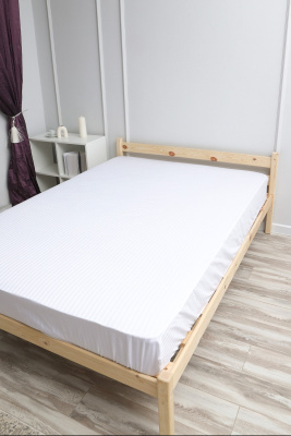 Простыня на резинке из страйп-сатина Комфорт белый